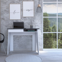 Dallas Single Drawer Home Office Desk White and Carbon Grey - Size: 51 x 91 x 75cm - Wilko - thumbnail 5