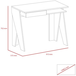 Dallas Single Drawer Home Office Desk White and Carbon Grey - Size: 51 x 91 x 75cm - Wilko - thumbnail 7
