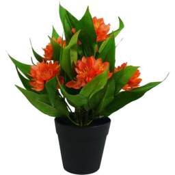 Leaf Orange Flower Freesia Artificial Plant 18cm - Size: 18 x 25 x 25cm - Wilko