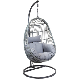 Charles Bentley Grey Rattan Swing Egg Chair with Cushions - Size: 1 Seater - Wilko - thumbnail 3