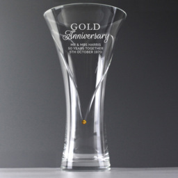 Personalised Memento Personalised Gold Anniversary Large Hand Cut Diamante Heart Vase - Size: 1.4 x 2.5 x 1.4cm - Clear - Wilko - thumbnail 4