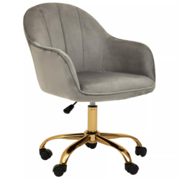 Interiors by Premier Brent Grey and Gold Swivel Office Chair - Size: 57 x 64 x 90cm - Multi - Wilko - thumbnail 3