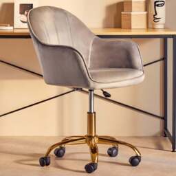 Interiors by Premier Brent Grey and Gold Swivel Office Chair - Size: 57 x 64 x 90cm - Multi - Wilko
