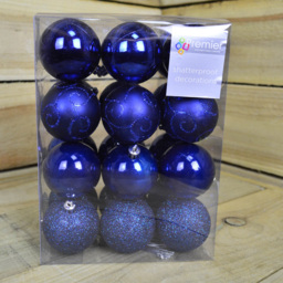Samuel Alexander Midnight Blue Shatterproof Christmas Baubles 24 Pack - Wilko - thumbnail 3