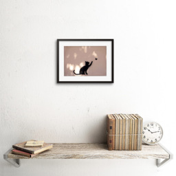 Wee Blue Coo Cat Butterfly Silhouette Graffiti Framed Wall Art Print 23 x 18cm - Size: 25.9 x 20.6 x 1.5cm - Black - Wilko - thumbnail 3
