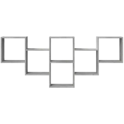 vidaXL 7 Shelf Concrete Grey Floating Wall Shelf - Size: 66 x 18 x 159cm - Wilko - thumbnail 3