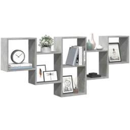 vidaXL 7 Shelf Concrete Grey Floating Wall Shelf - Size: 66 x 18 x 159cm - Wilko - thumbnail 4