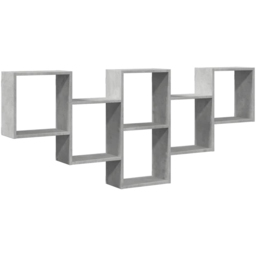 vidaXL 7 Shelf Concrete Grey Floating Wall Shelf - Size: 66 x 18 x 159cm - Wilko - thumbnail 1
