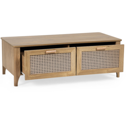 Julian Bowen Sydney 2 Drawer Rattan Effect Coffee Table - Wood - Wilko - thumbnail 5