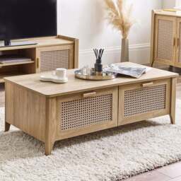 Julian Bowen Sydney 2 Drawer Rattan Effect Coffee Table - Wood - Wilko