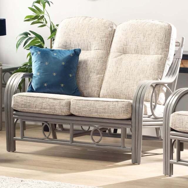 Desser Furniture Madrid 2 Seater Grey Natural Rattan and Farrow Sofa - Wilko - image 1