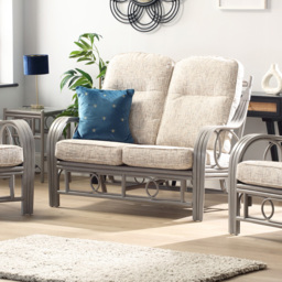 Desser Furniture Madrid 2 Seater Grey Natural Rattan and Farrow Sofa - Wilko - thumbnail 3