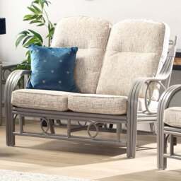 Desser Furniture Madrid 2 Seater Grey Natural Rattan and Farrow Sofa - Wilko - thumbnail 1