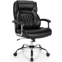 Costway Black Leather Rocking Office Chair - Size: 76 x 63 x 40cm - Wilko - thumbnail 3