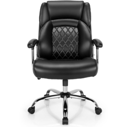 Costway Black Leather Rocking Office Chair - Size: 76 x 63 x 40cm - Wilko - thumbnail 4