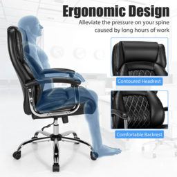 Costway Black Leather Rocking Office Chair - Size: 76 x 63 x 40cm - Wilko - thumbnail 5