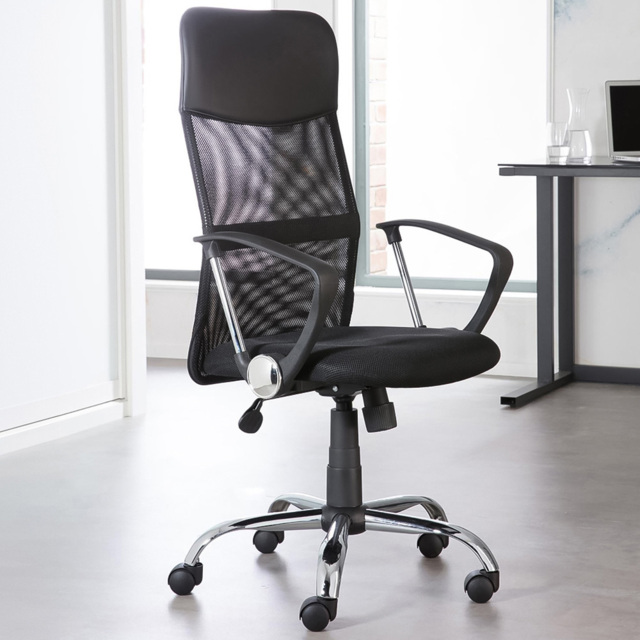 Alphason Orlando Black Mesh and Faux Leather Office Chair - Size: 120 x 60 x 52cm - Wilko - image 1