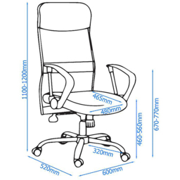 Alphason Orlando Black Mesh and Faux Leather Office Chair - Size: 120 x 60 x 52cm - Wilko - thumbnail 6