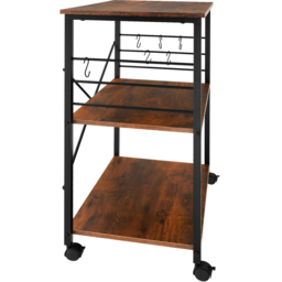 tectake Rugby 2 Shelf Dark Wood Drink Trolley with Parking Brake - Size: 88.5 x 45.5 x 65.5cm - Brown - Wilko - thumbnail 4