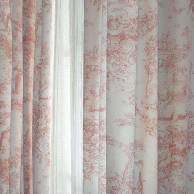 The Lyndon Company Toile De Jouy Pink Curtains 183cm - Size: W 183 x D 168cm - Wilko