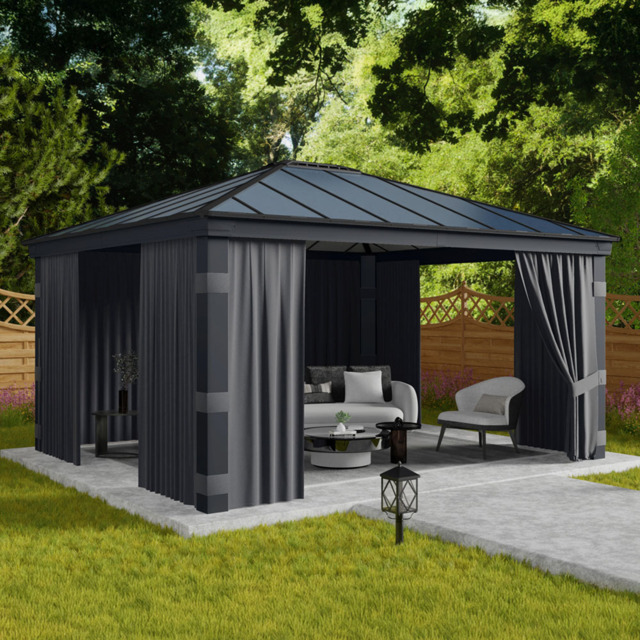 Palram Canopia Dallas 4.2 x 4.8m Gazebo Curtain 4 Pack - Size: 0.1 x 466 x 212cm - Grey - Wilko - image 1
