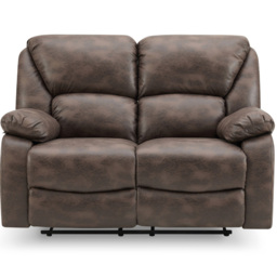 Home Detail Enoch 2 Seater Brown Faux Leather Manual Recliner Sofa - Wilko - thumbnail 4