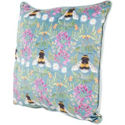 Zinnia Bee Cushion - Blue - Size: 43 x 43cm - Wilko - thumbnail 4
