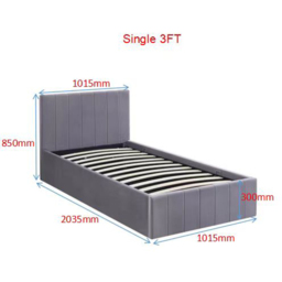 Portland Kosy Koala Single Grey Line Pattern Velvet Pine Wood Gas Lift Ottoman Bed - Wilko - thumbnail 7
