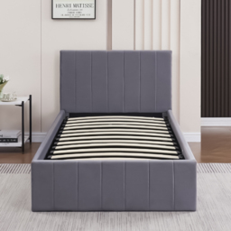 Portland Kosy Koala Single Grey Line Pattern Velvet Pine Wood Gas Lift Ottoman Bed - Wilko - thumbnail 6