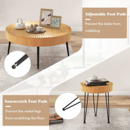 Costway Boho Farmhouse Coffee Table Set of 2 - Size: 88 x 86 x 16cm - Cream - Wilko - thumbnail 7