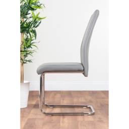 Furniturebox Fontana Set of 2 Elephant Grey and Chrome Faux Leather Dining Chair - Wilko - thumbnail 4