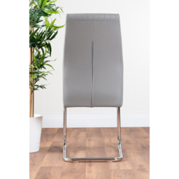 Furniturebox Fontana Set of 2 Elephant Grey and Chrome Faux Leather Dining Chair - Wilko - thumbnail 6