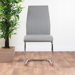 Furniturebox Fontana Set of 2 Elephant Grey and Chrome Faux Leather Dining Chair - Wilko - thumbnail 7