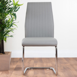 Furniturebox Fontana Set of 2 Elephant Grey and Chrome Faux Leather Dining Chair - Wilko - thumbnail 1