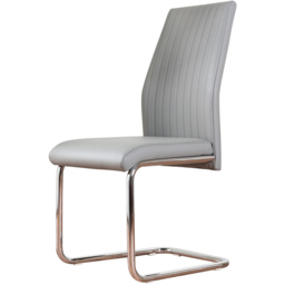 Furniturebox Fontana Set of 2 Elephant Grey and Chrome Faux Leather Dining Chair - Wilko - thumbnail 3
