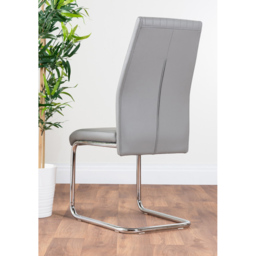 Furniturebox Fontana Set of 2 Elephant Grey and Chrome Faux Leather Dining Chair - Wilko - thumbnail 5