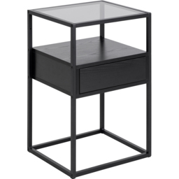 Florence Randolf Single Drawer Single Shelf Black Smoked Glass Bedside Table - Furniture To Go - Wilko - thumbnail 3