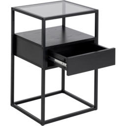 Florence Randolf Single Drawer Single Shelf Black Smoked Glass Bedside Table - Furniture To Go - Wilko - thumbnail 6