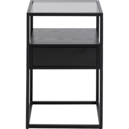 Florence Randolf Single Drawer Single Shelf Black Smoked Glass Bedside Table - Furniture To Go - Wilko - thumbnail 4