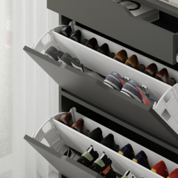 Decortie Asta 2 Door Single Drawer Anthracite Grey Modern Shoe Cabinet - Size: 110 x 81.6 x 29.5cm - Wilko - thumbnail 6
