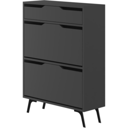 Decortie Asta 2 Door Single Drawer Anthracite Grey Modern Shoe Cabinet - Size: 110 x 81.6 x 29.5cm - Wilko - thumbnail 3