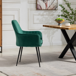 Artemis Home Carrara Set of 2 Green Velvet Dining Chair - Wilko - thumbnail 5