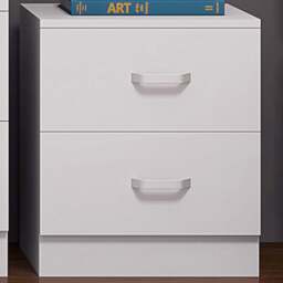 FWStyle Tunis 2 Drawer Matt White Bedside Table - Wilko