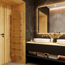 Terma Alex Brass Heated Towel Rail 1580 x 500mm - Size: 158 x 50 x 12cm - Gold - Wilko - thumbnail 3