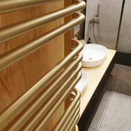 Terma Alex Brass Heated Towel Rail 1580 x 500mm - Size: 158 x 50 x 12cm - Gold - Wilko - thumbnail 7