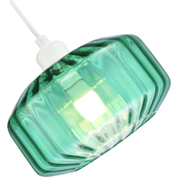 Happy Homewares Emerald Green Ribbed Glass Flat Style Pendant Shade - Size: 13 x 20 x 20cm - Wilko - thumbnail 5