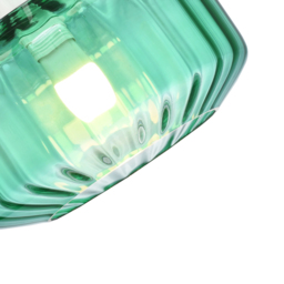 Happy Homewares Emerald Green Ribbed Glass Flat Style Pendant Shade - Size: 13 x 20 x 20cm - Wilko - thumbnail 4