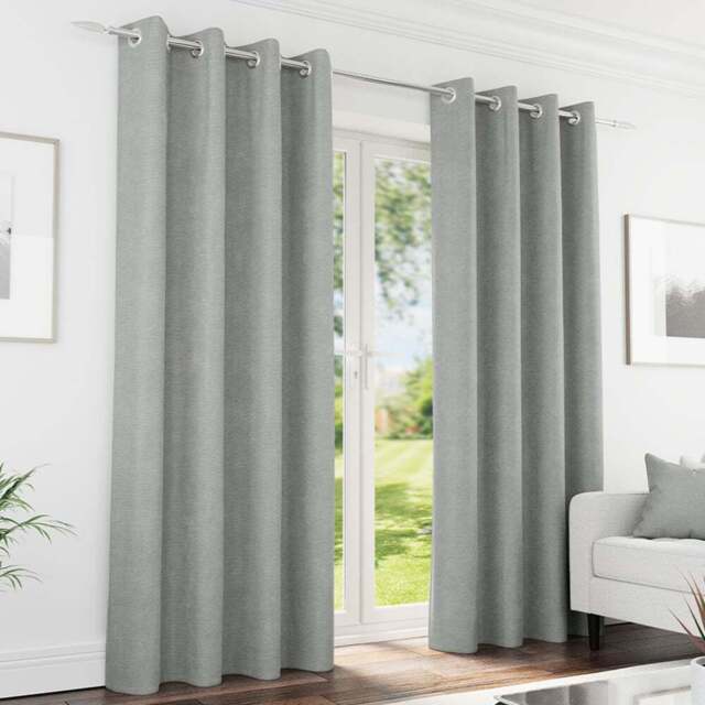 Enhanced Living Knightsbridge Grey Chenille Thermal Blackout Eyelet Curtains 229 x 229cm - Size: W 229 x D 229cm - Wilko - image 1