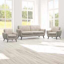 Matlock 5 Seater Linen Boucle Fabric Sofa Suite - Cream - Wilko - thumbnail 1