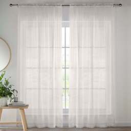 Tyrone Textiles Crystal Cream Plain Sheer Voile Panel Curtain 145 x 137cm - Size: 137 x 145 x 1cm - Wilko - thumbnail 1